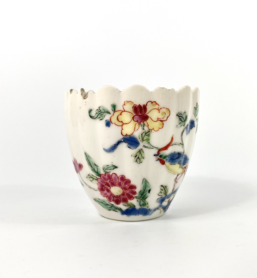 Rare Chelsea porcelain beaker, in famille rose taste, c.1750. View X