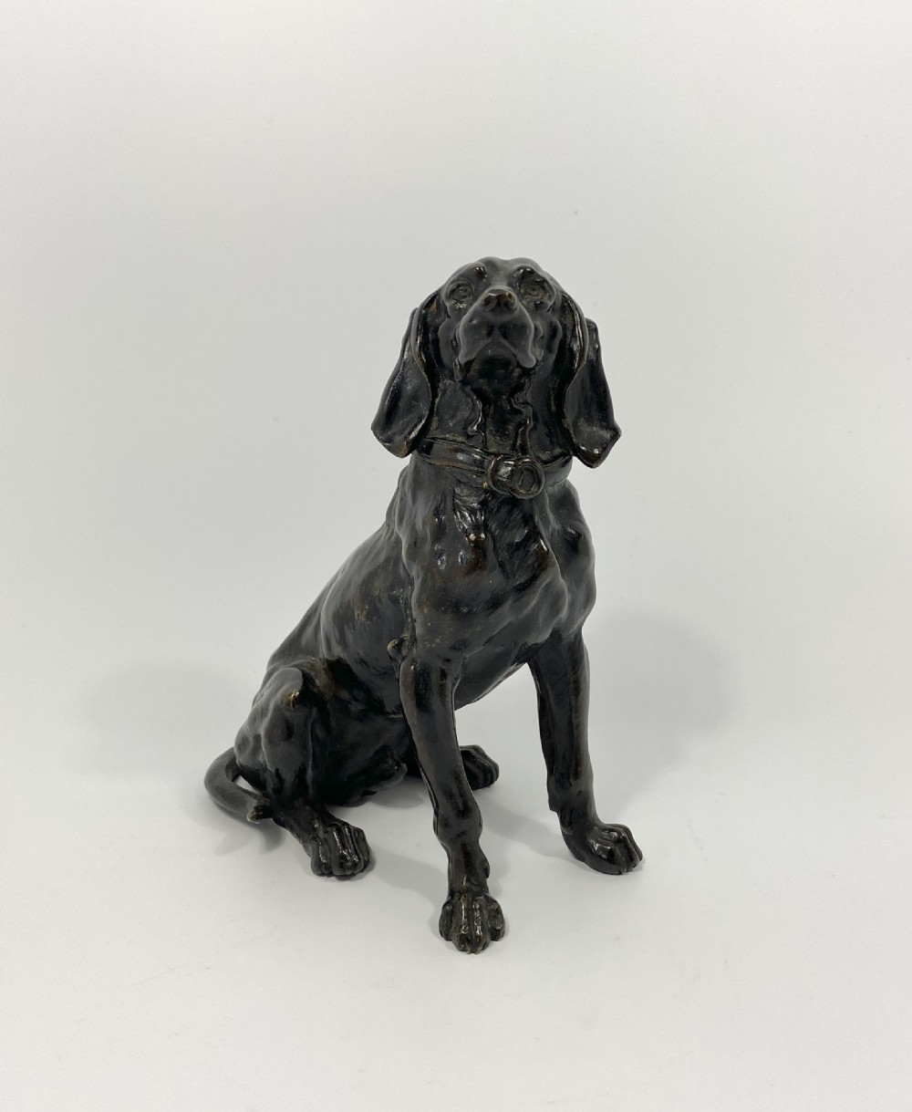 French bronze Retriever inkwell, c. 1880. View II