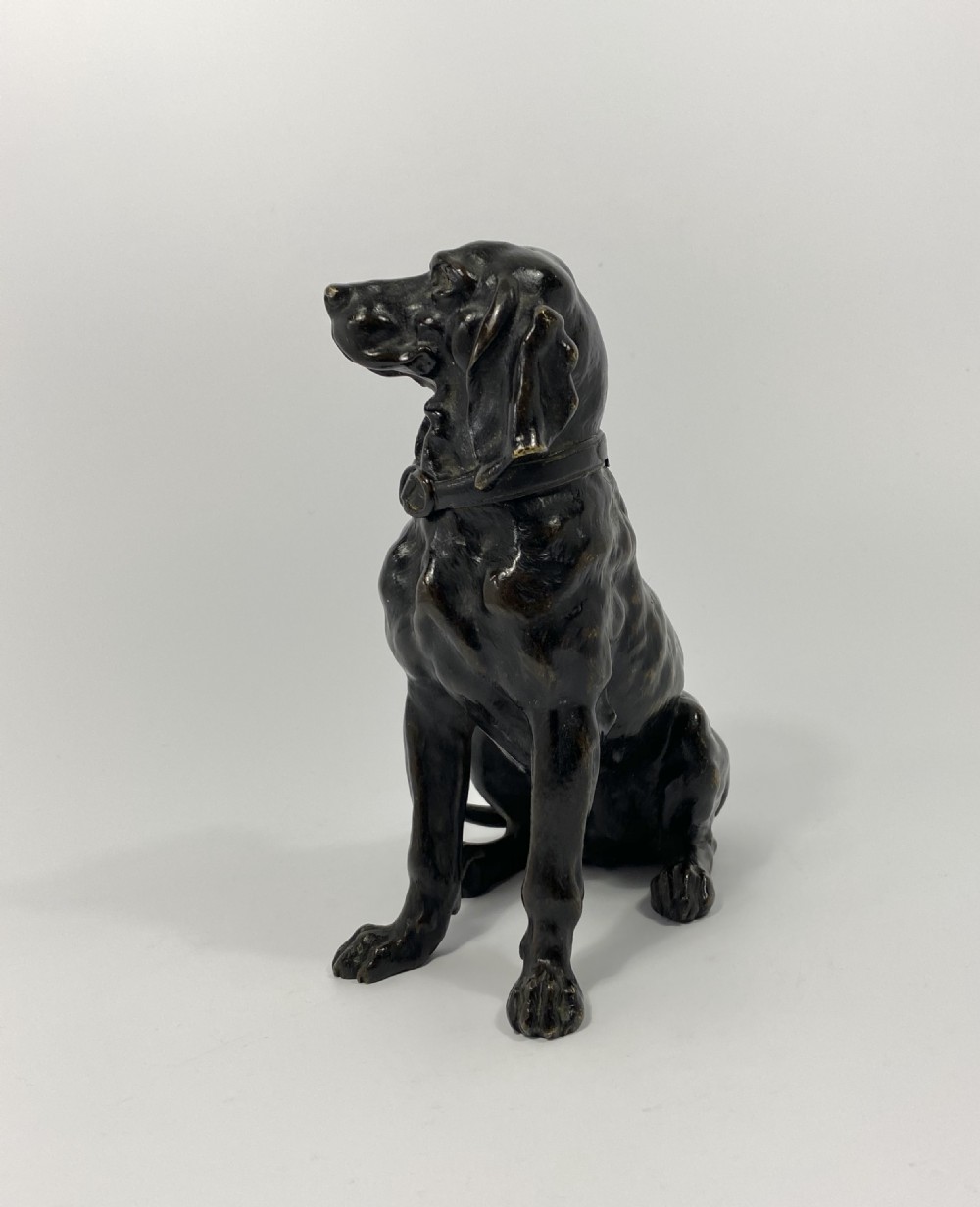 French bronze Retriever inkwell, c. 1880. View III