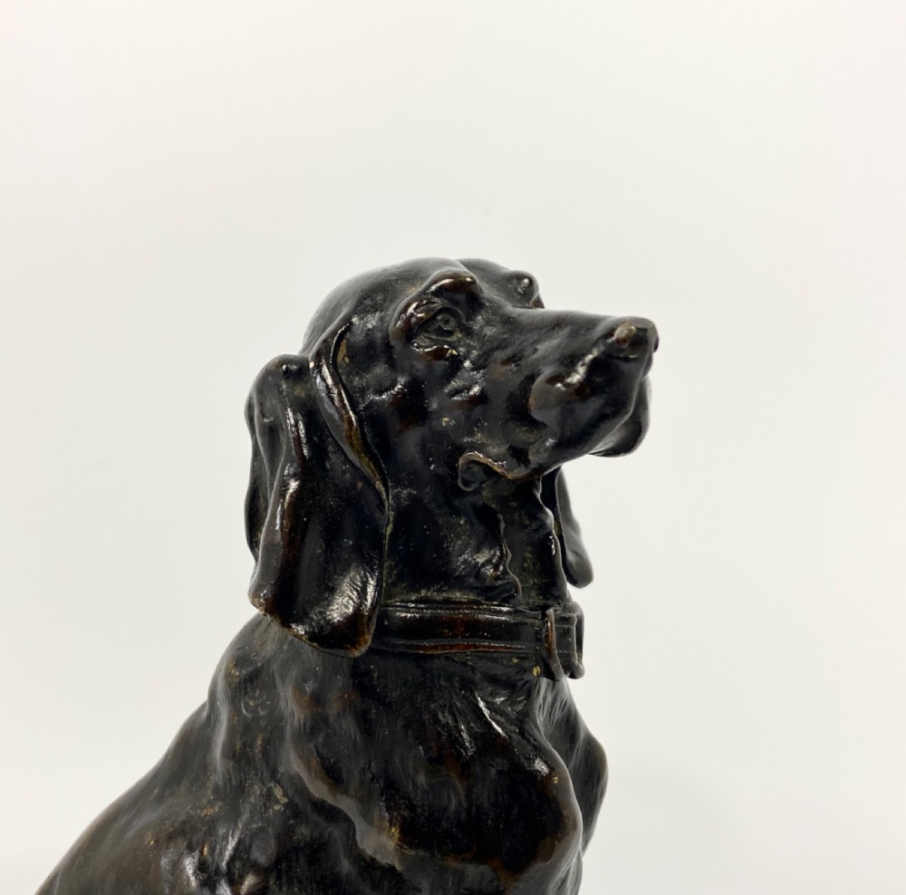 French bronze Retriever inkwell, c. 1880. View VI