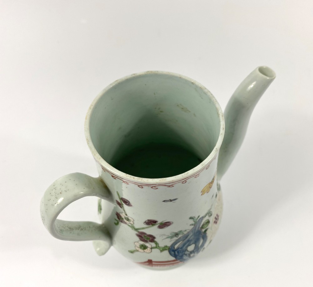 Richard Chaffers, Liverpool porcelain coffee pot and cover, c. 1758. View IX
