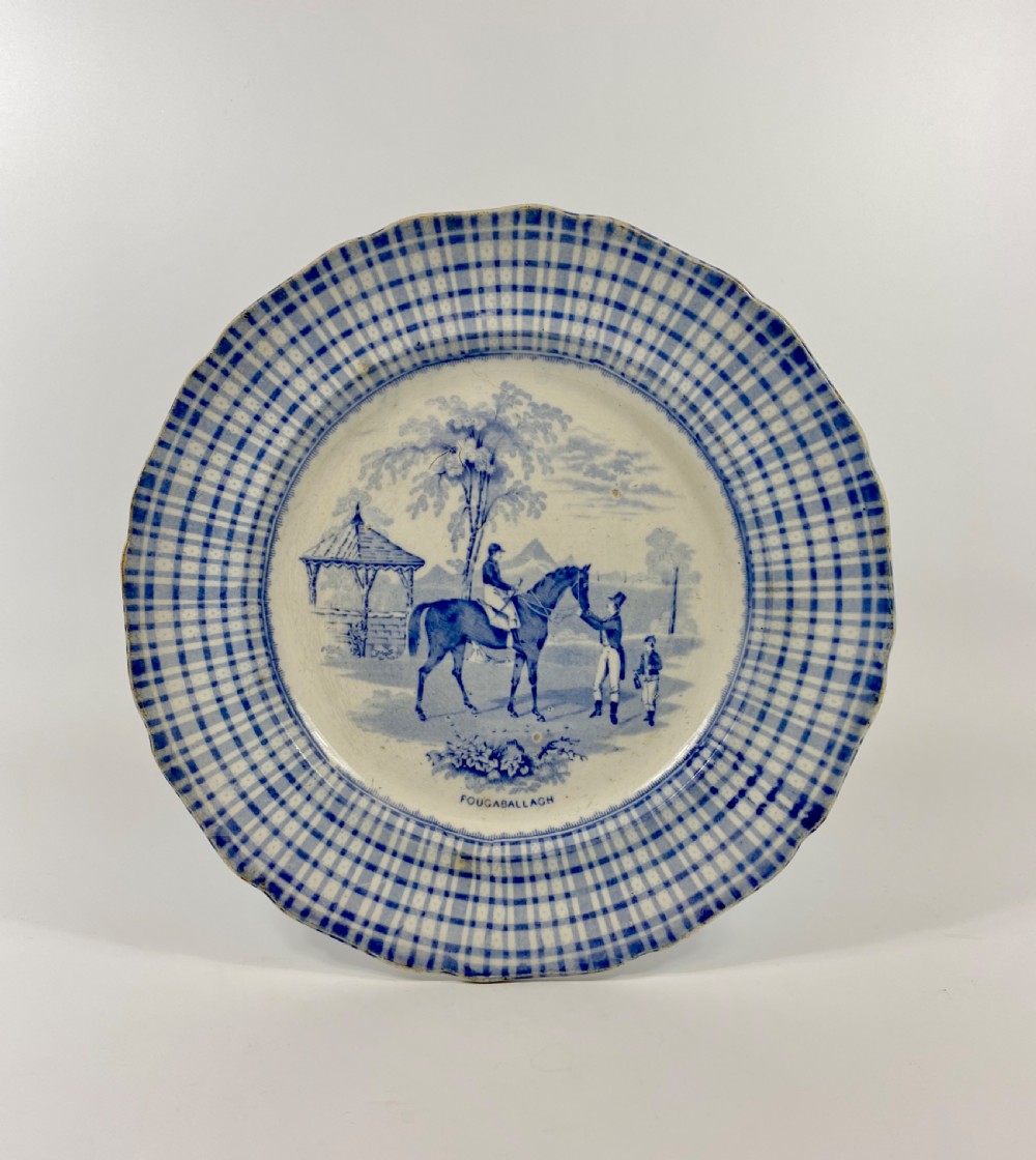 Scottish potteries.Race horse plate, c. 1845.