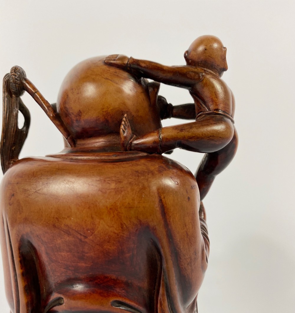 Chinese carved Buddha & HeHe Erxian twins. Qing Dynasty. View VI