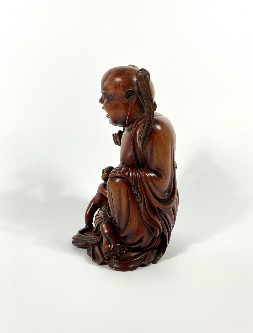 Chinese carved Buddha & HeHe Erxian twins. Qing Dynasty. View VII
