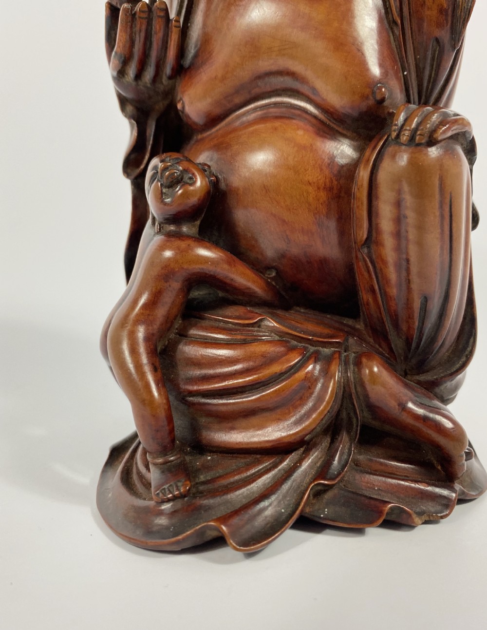 Chinese carved Buddha & HeHe Erxian twins. Qing Dynasty. View IX