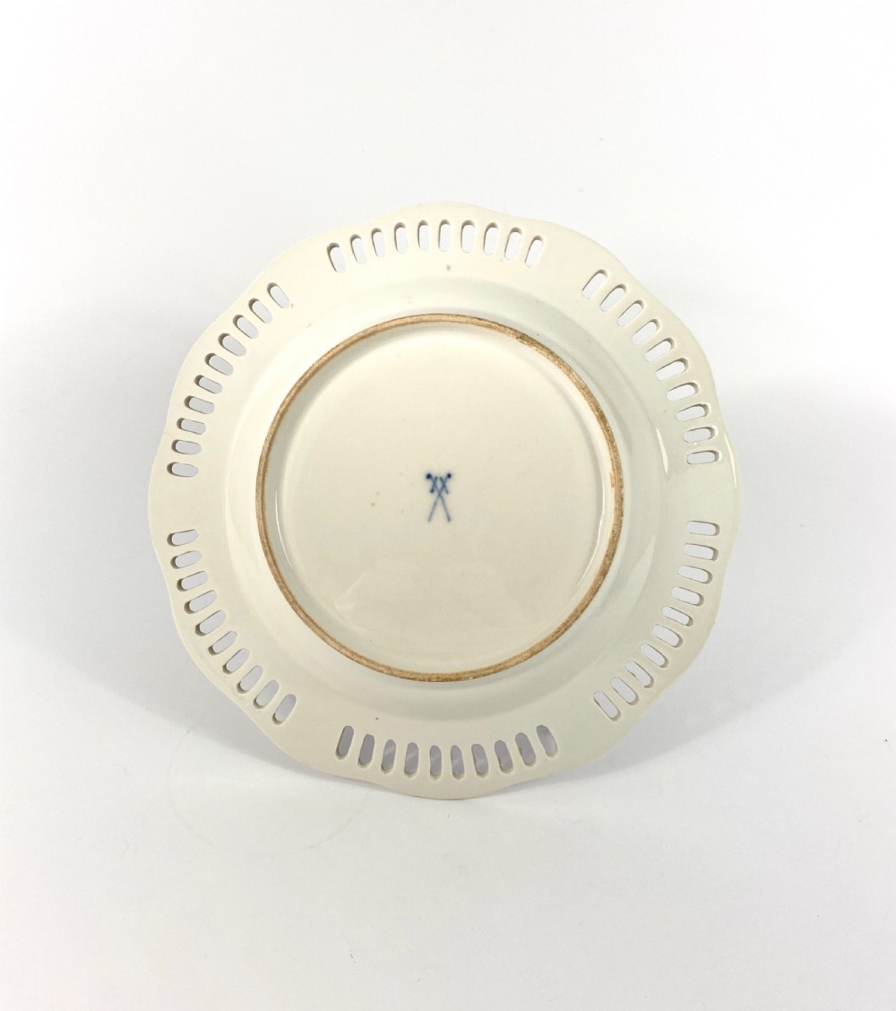 Meissen porcelain reticulated plate, c. 1850. View VI