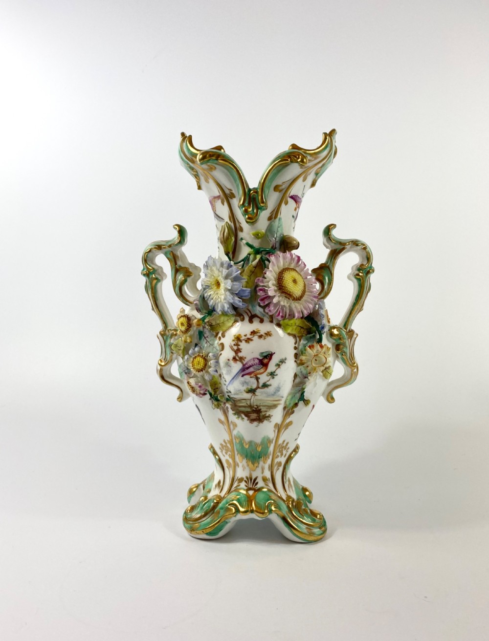 Pair Coalbrookdale encrusted vases, c. 1830. View II