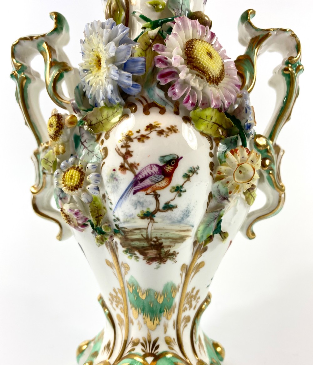 Pair Coalbrookdale encrusted vases, c. 1830. View III