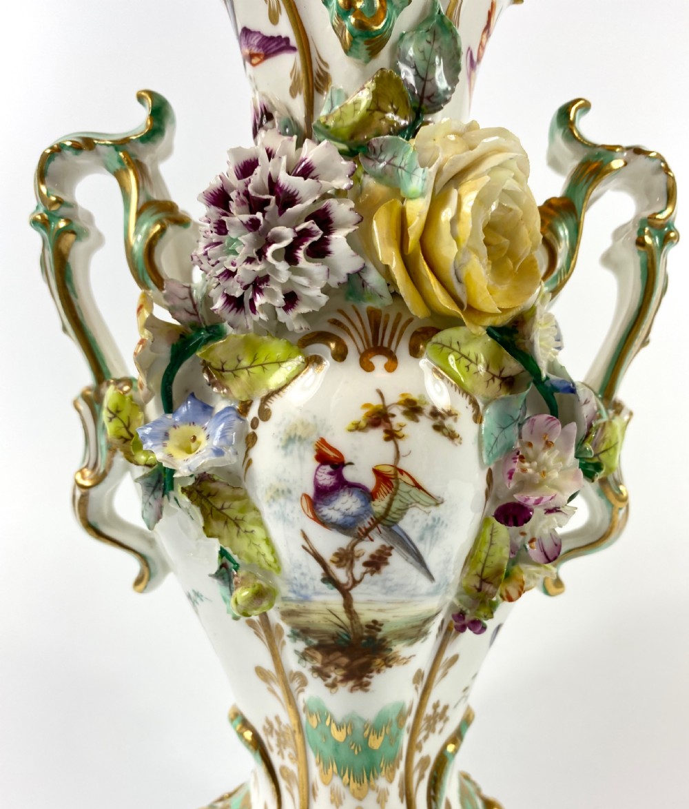 Pair Coalbrookdale encrusted vases, c. 1830. View IX