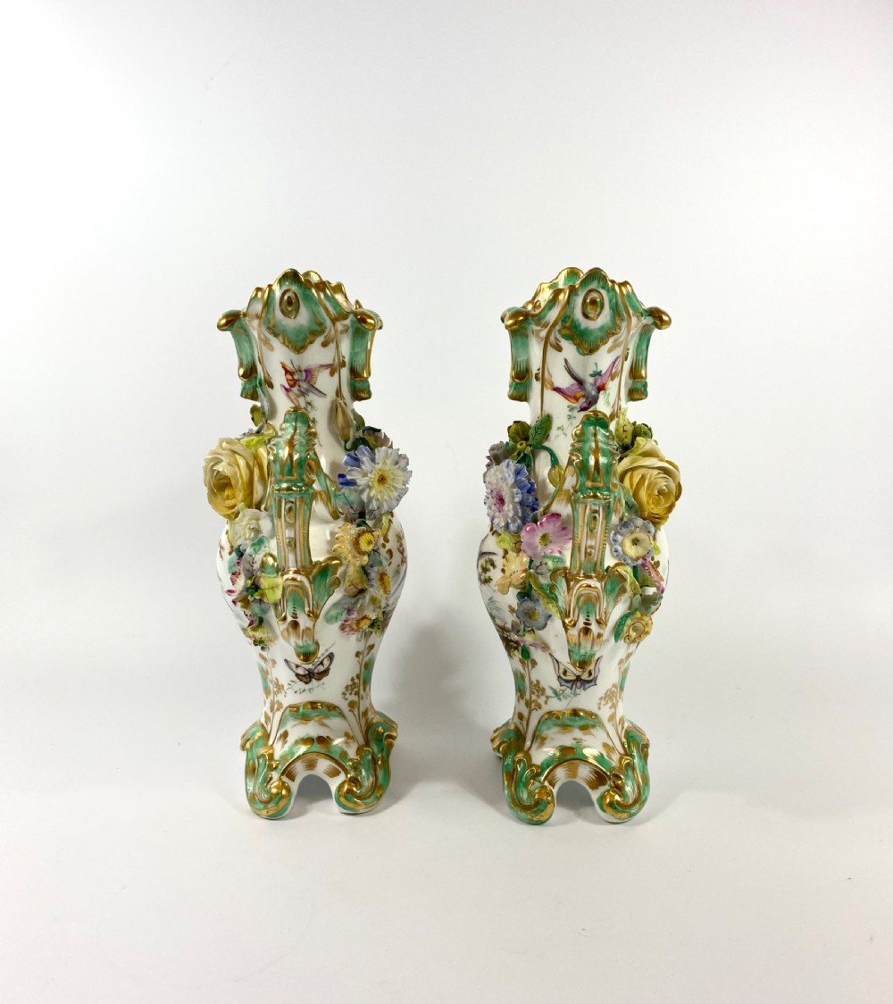Pair Coalbrookdale encrusted vases, c. 1830. View X