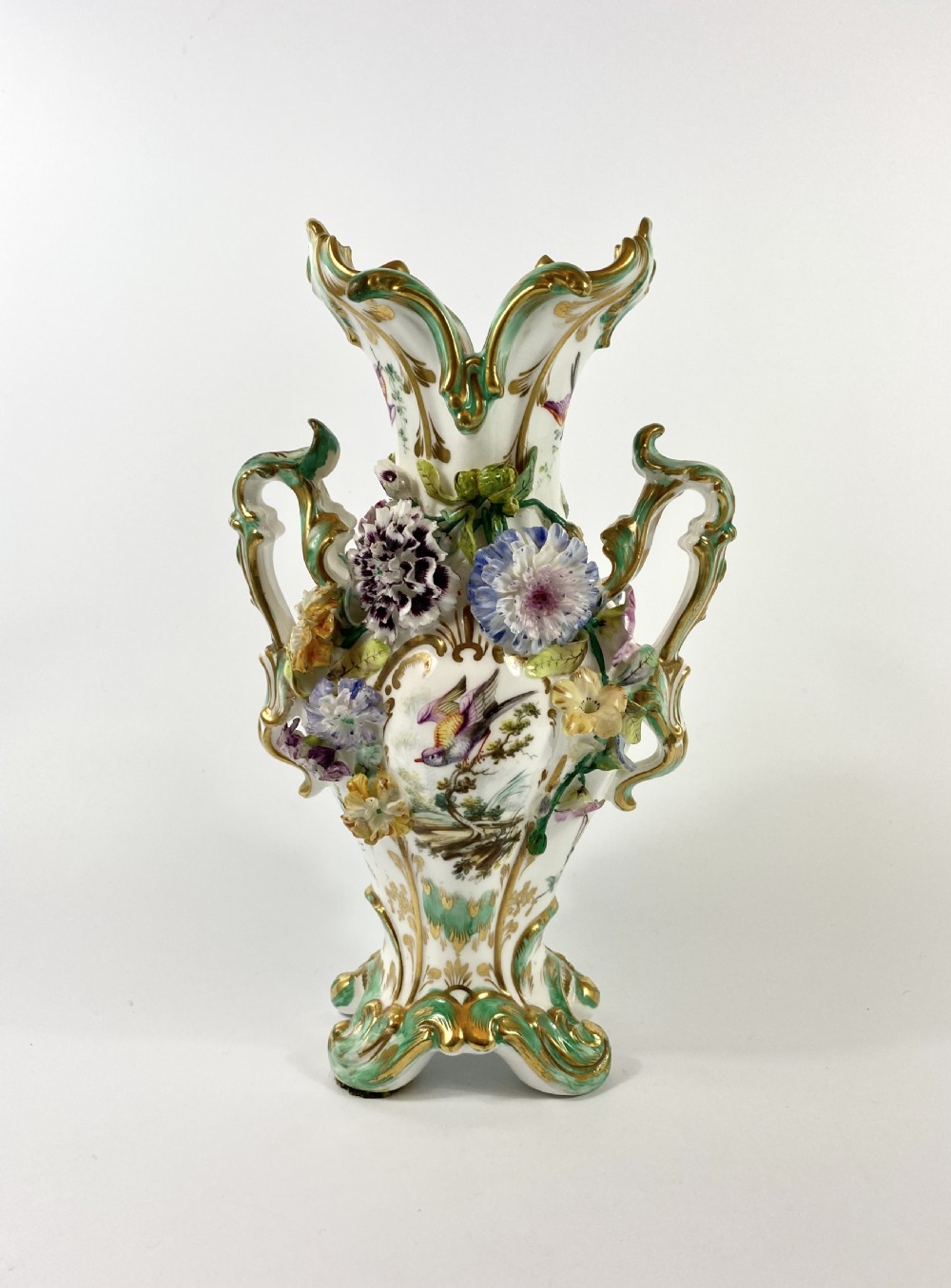 Pair Coalbrookdale encrusted vases, c. 1830. View XII