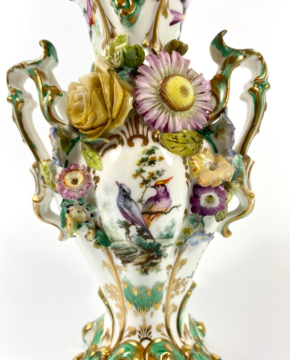 Pair Coalbrookdale encrusted vases, c. 1830. View XV