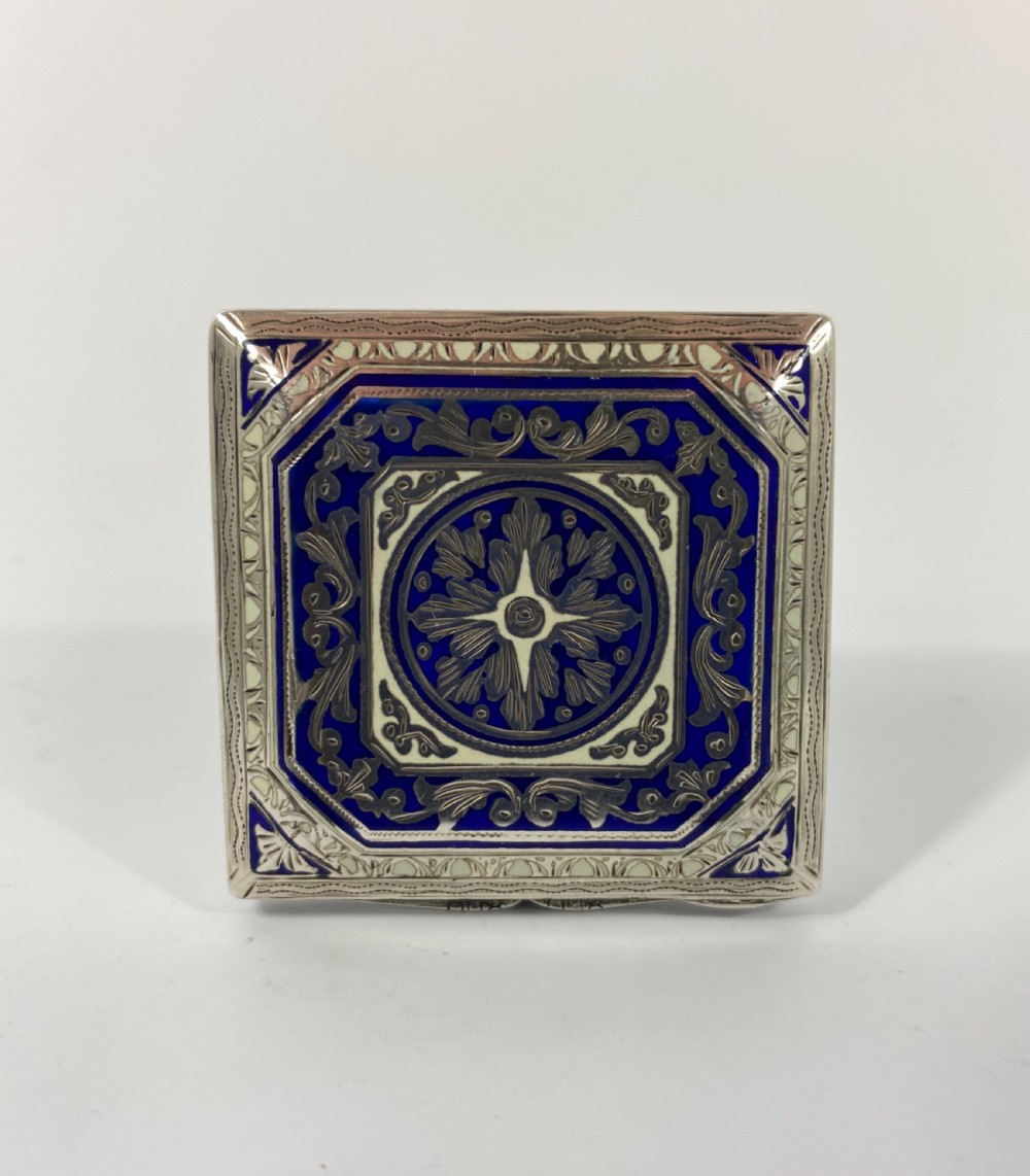 Silver and enamel compact, Italy, c. 1900. View V