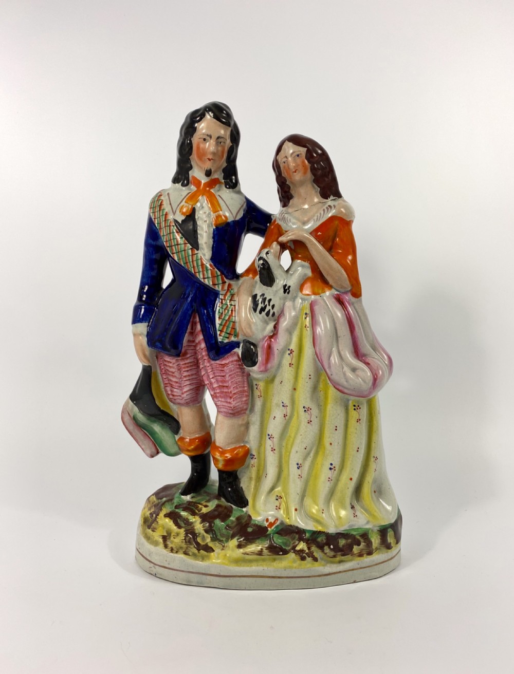 Staffordshire figure of a Cavalier and a lady, c. 1860.