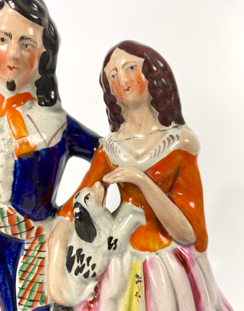 Staffordshire figure of a Cavalier and a lady, c. 1860. View II