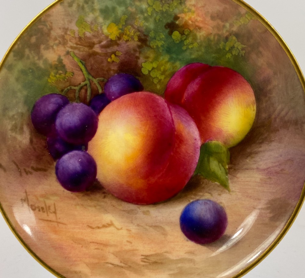 Royal Worcester porcelain pin dish. Fruit. George Moseley, d. 1936. View II