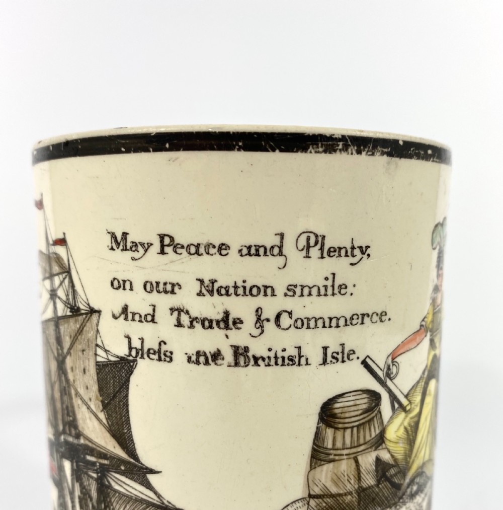 English creamware ‘Success to Ship Trade’ mug, c. 1790. View VII