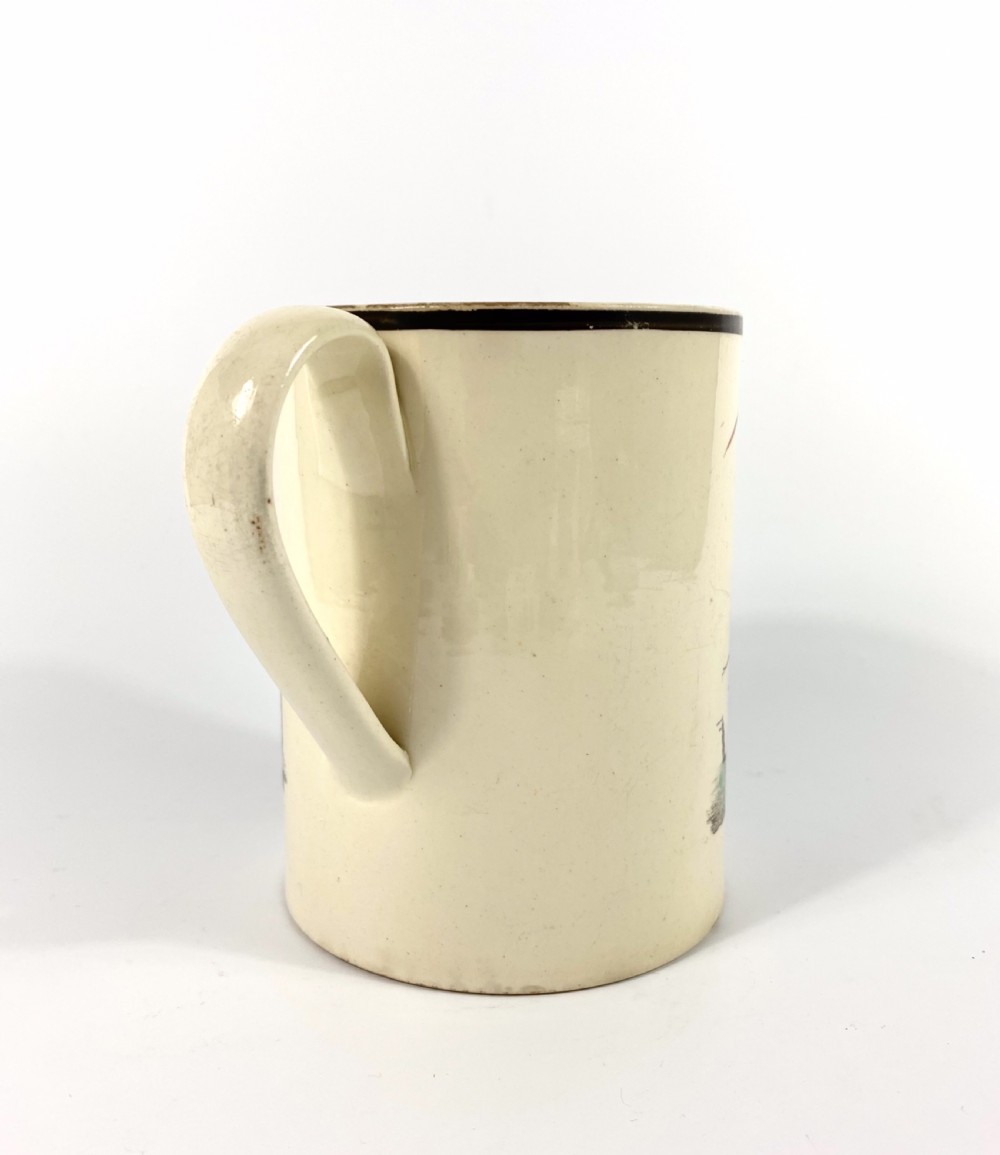 English creamware ‘Success to Ship Trade’ mug, c. 1790. View VIII