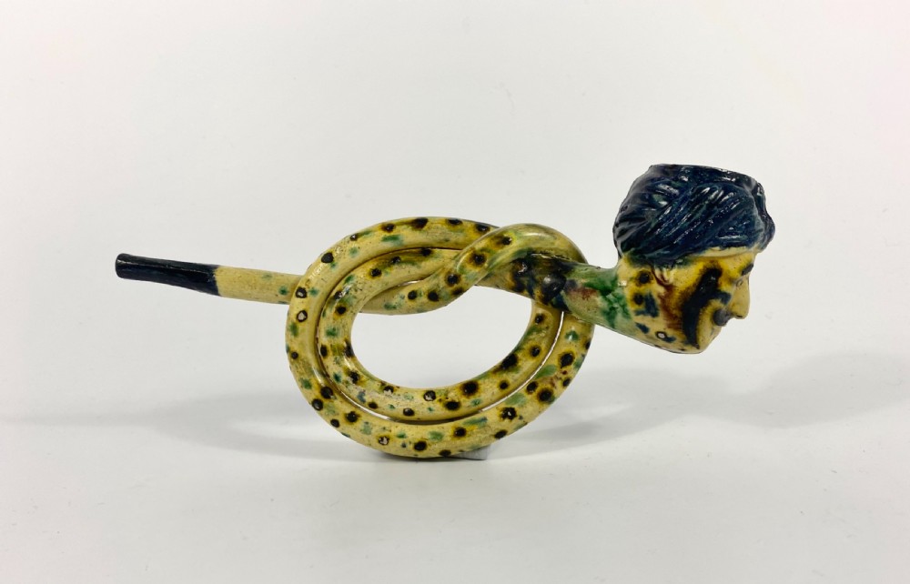 Scottish pottery Turks Head pipe, c. 1820.
