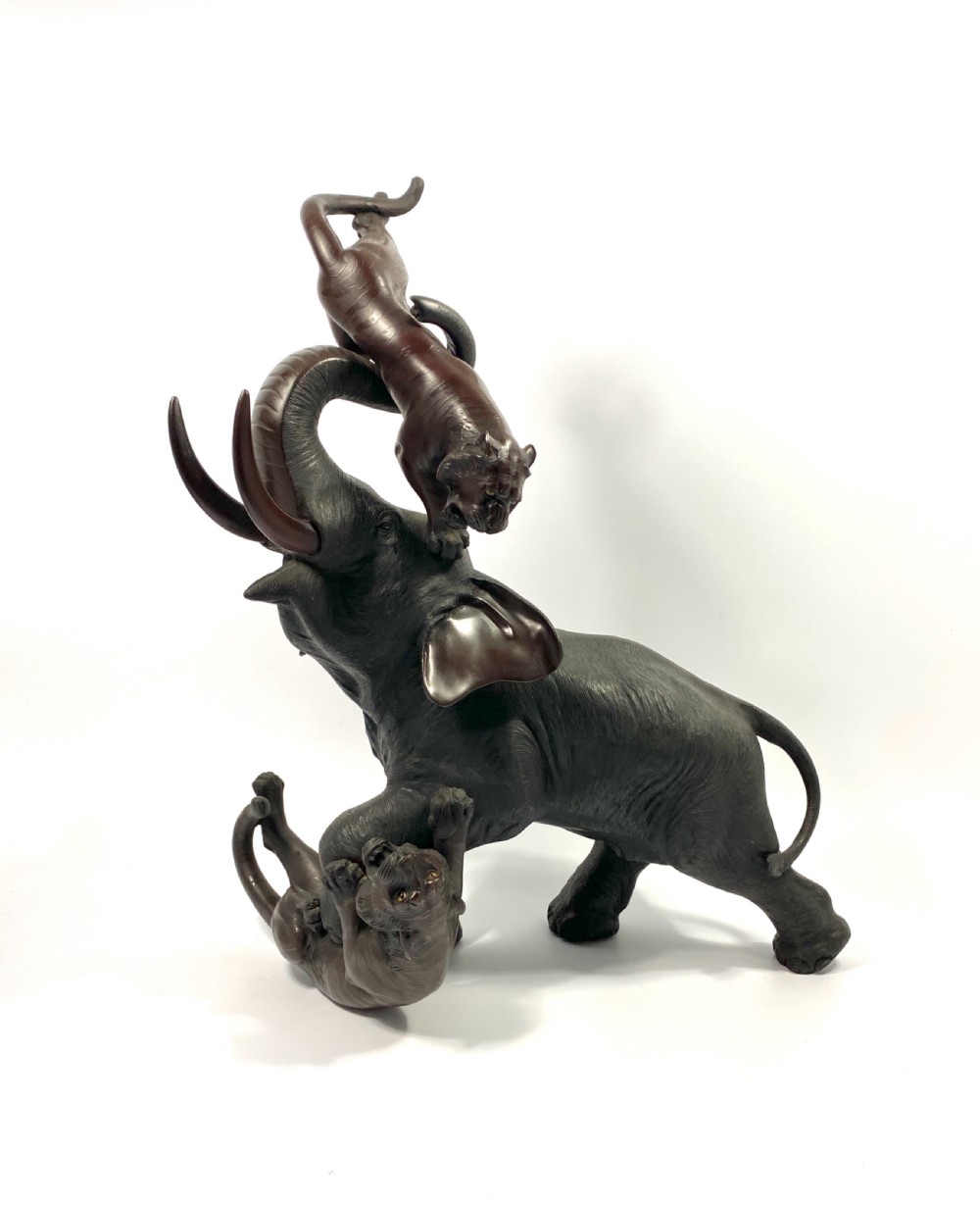 Japanese bronze okimono, Mitsumoto Saku, Meiji Period. View II