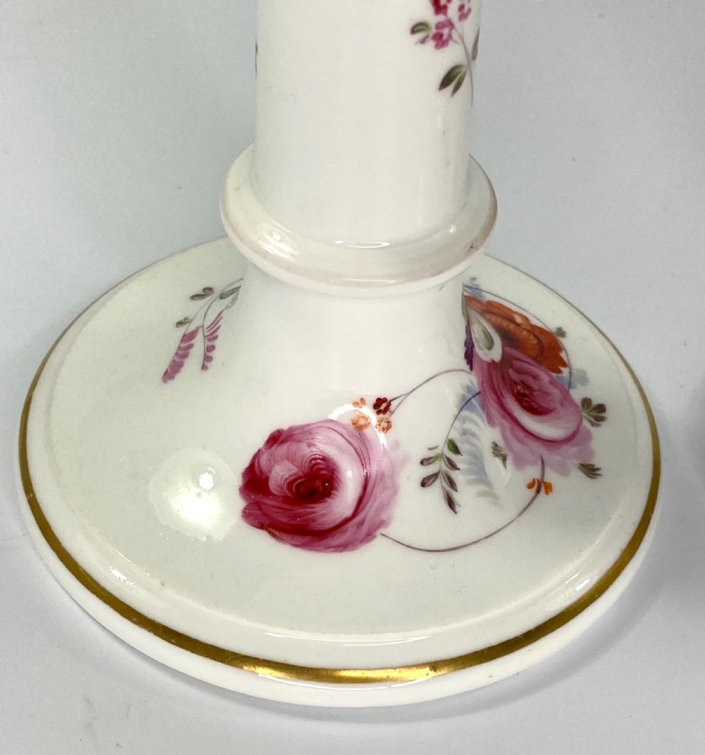 Pair Coalport porcelain candlesticks, c. 1830. View III