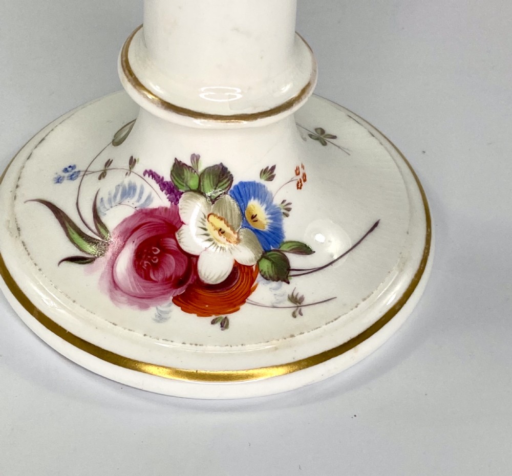 Pair Coalport porcelain candlesticks, c. 1830. View IV