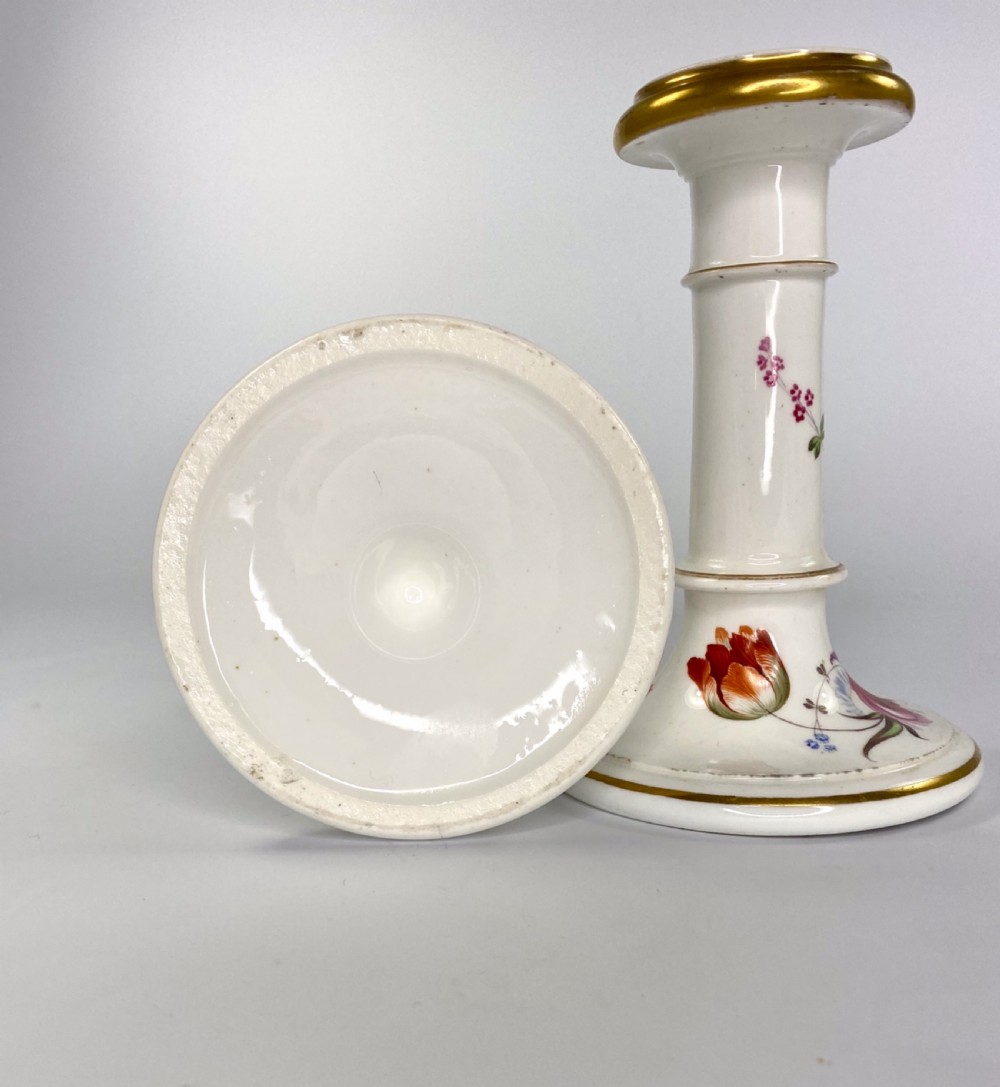 Pair Coalport porcelain candlesticks, c. 1830. View X