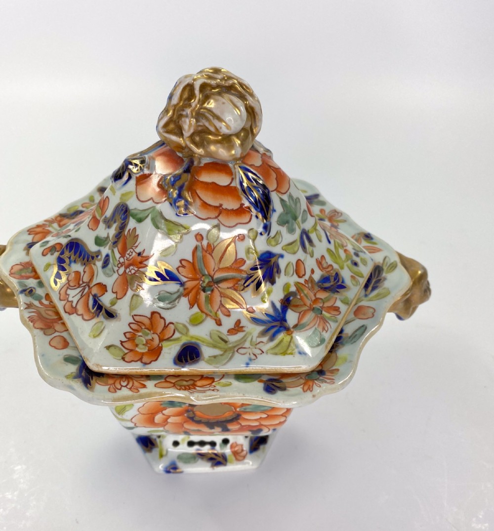 Pair Masons Ironstone tureens, covers and stands, c. 1815. View VI