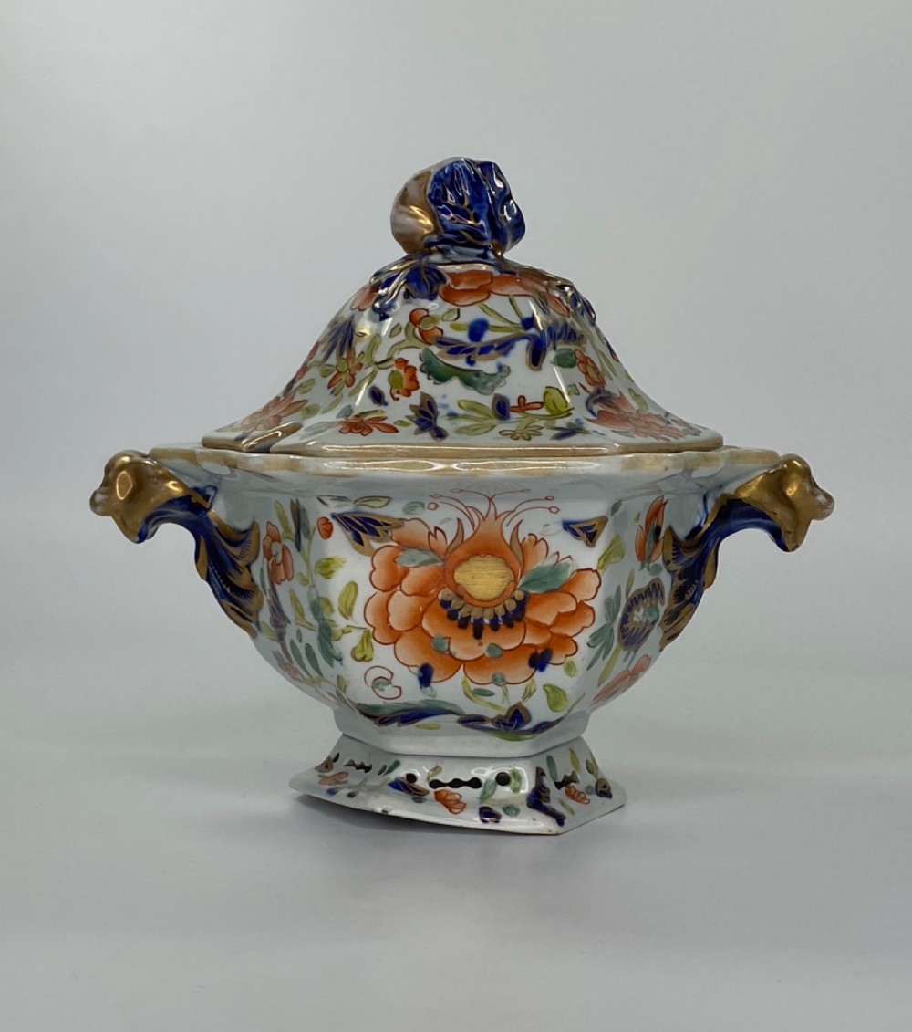 Pair Masons Ironstone tureens, covers and stands, c. 1815. View VIII