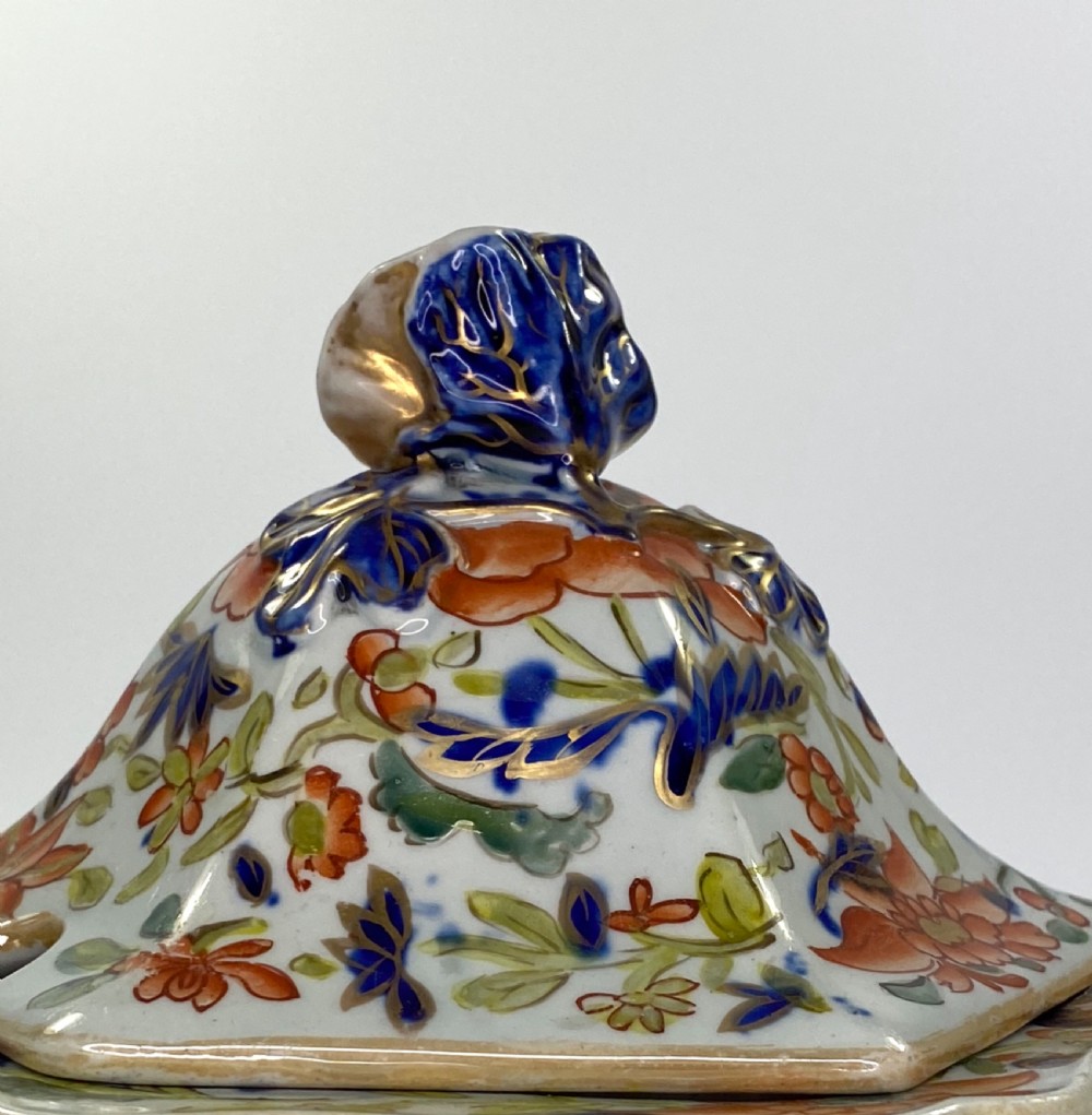 Pair Masons Ironstone tureens, covers and stands, c. 1815. View XI