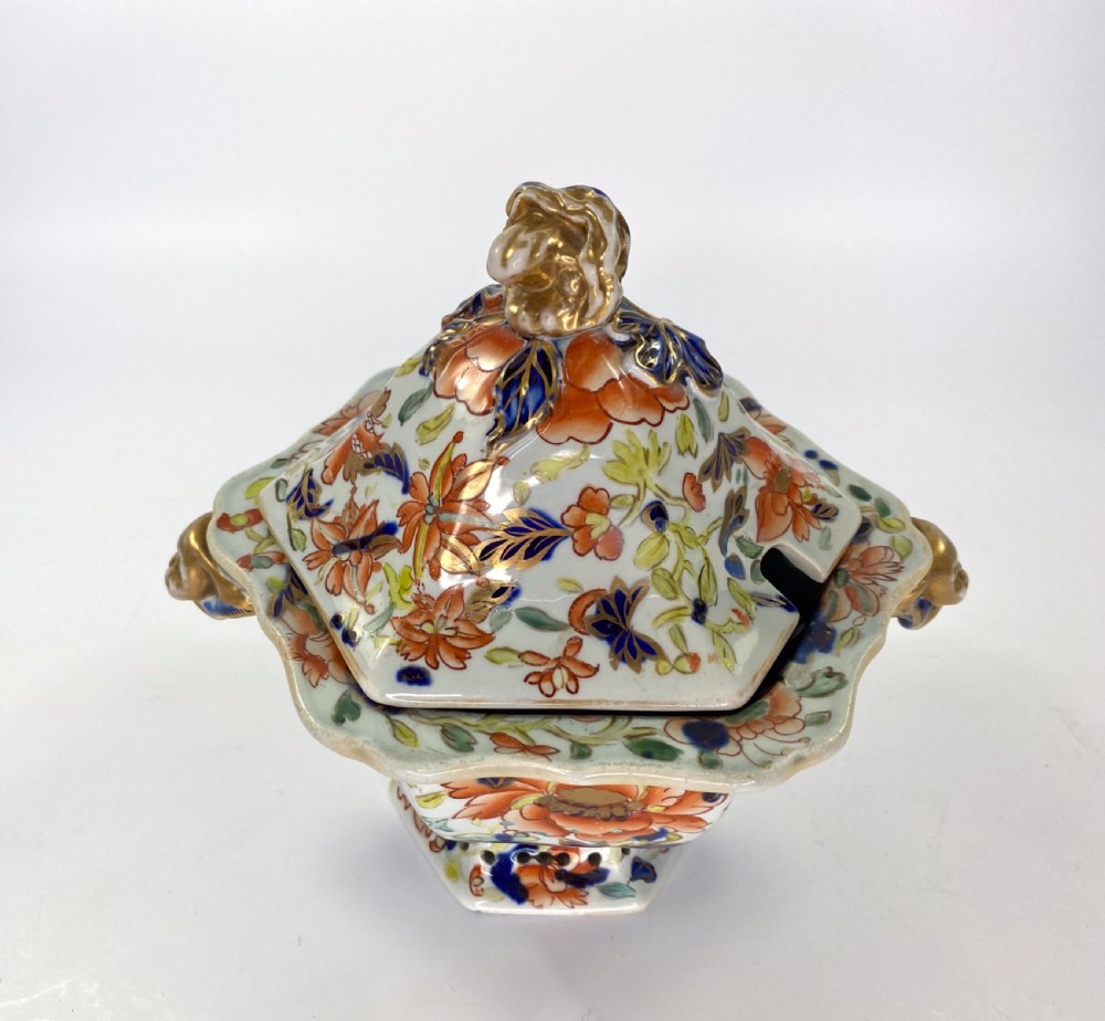 Pair Masons Ironstone tureens, covers and stands, c. 1815. View XVII