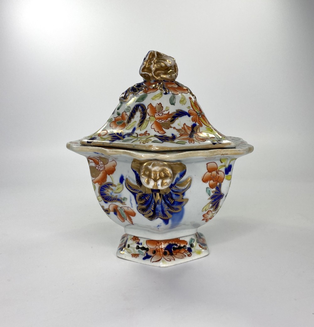 Pair Masons Ironstone tureens, covers and stands, c. 1815. View XIX