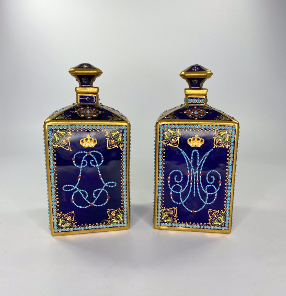 Pair ‘Sevres’porcelain perfume bottles, c. 1880.