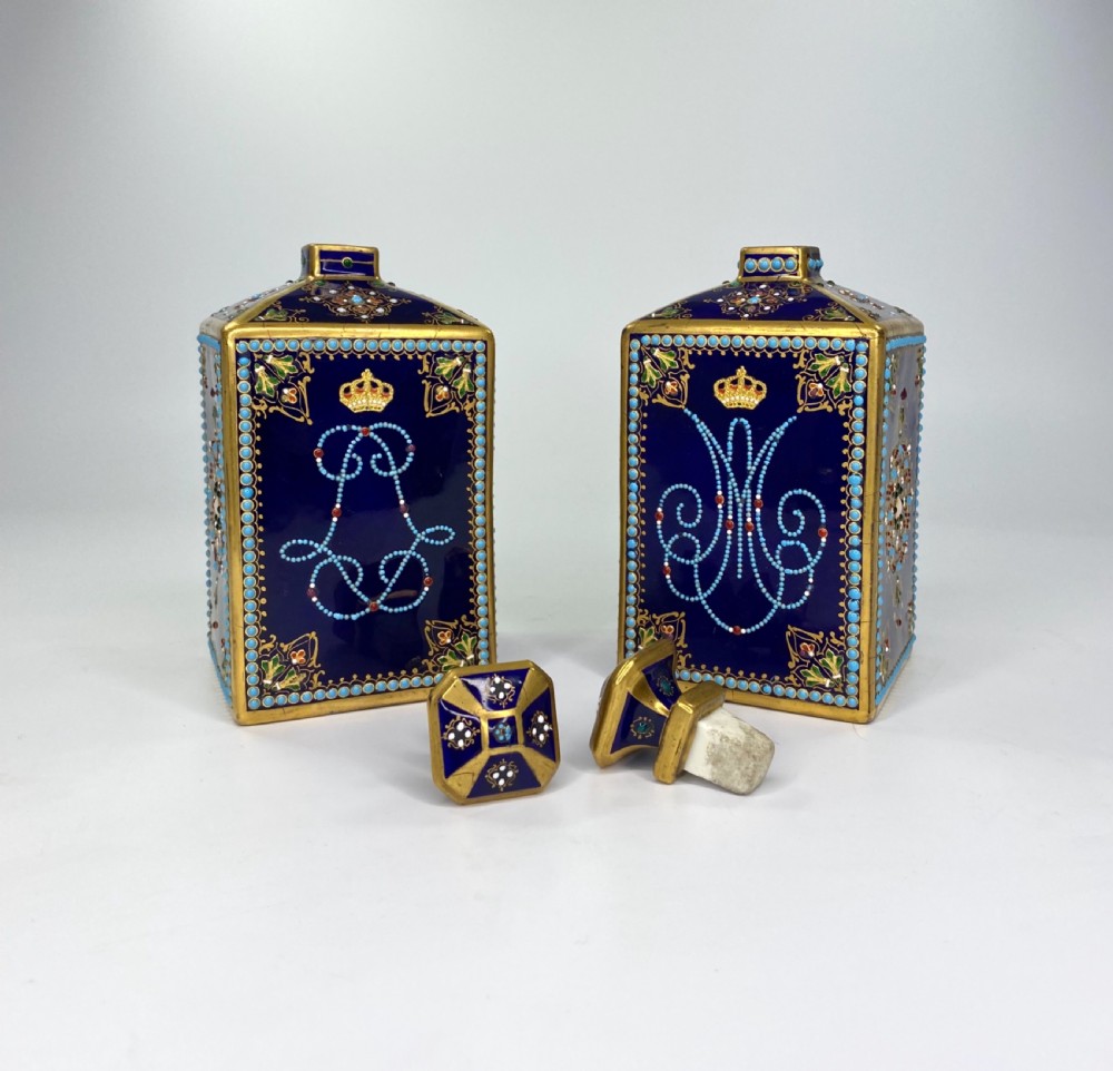 Pair ‘Sevres’porcelain perfume bottles, c. 1880. View XVII
