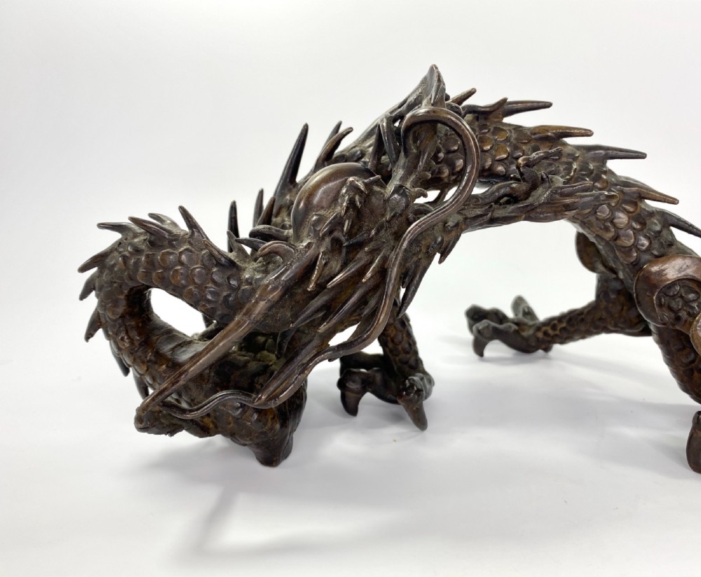 Japanese bronze Dragon okimono, Meiji Period. View II