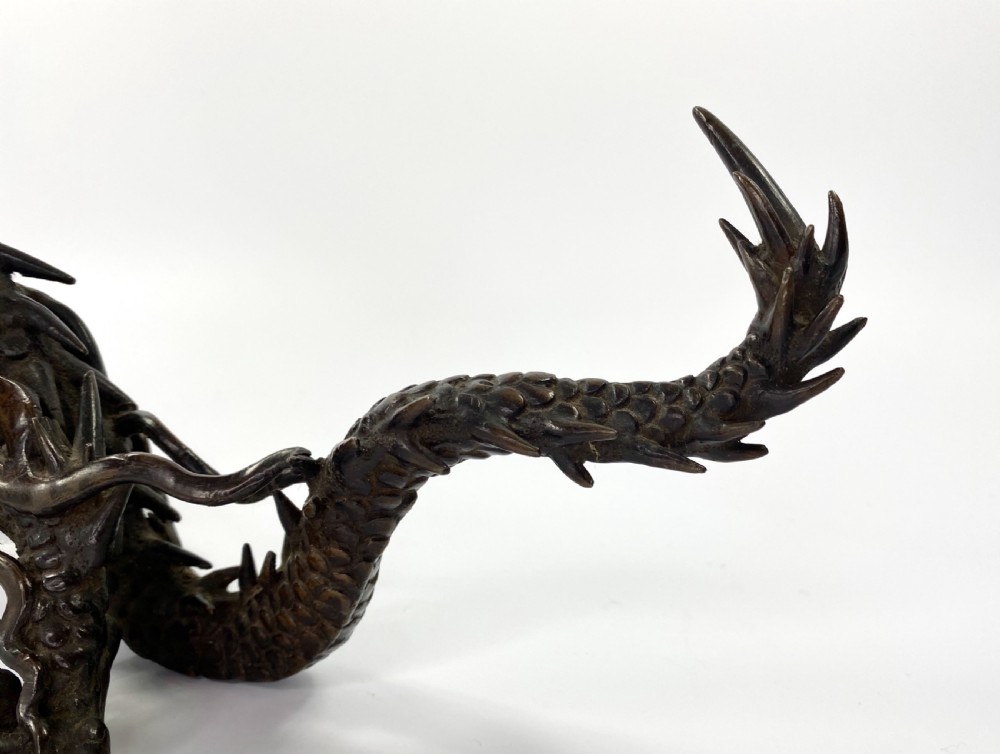 Japanese bronze Dragon okimono, Meiji Period. View III