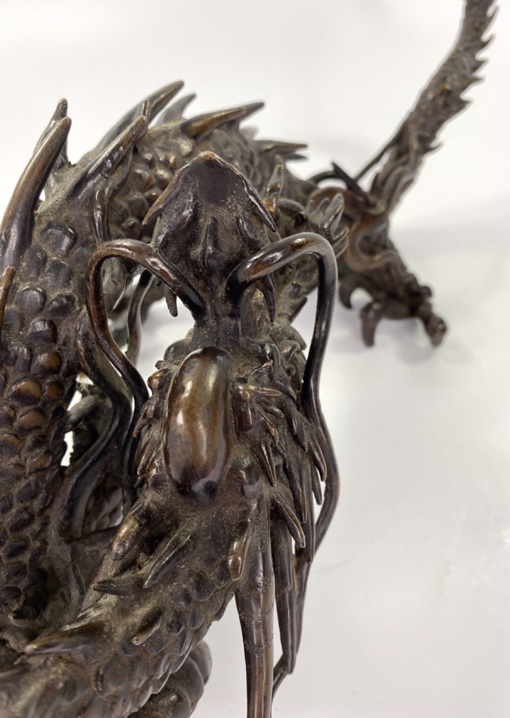 Japanese bronze Dragon okimono, Meiji Period. View V