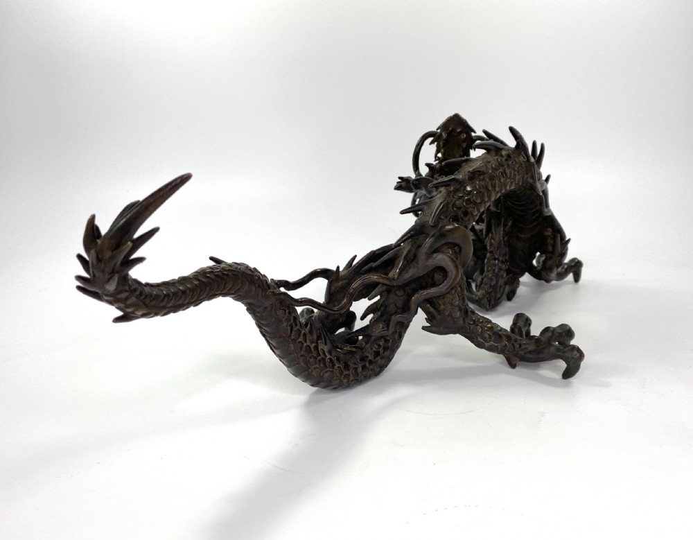 Japanese bronze Dragon okimono, Meiji Period. View IX