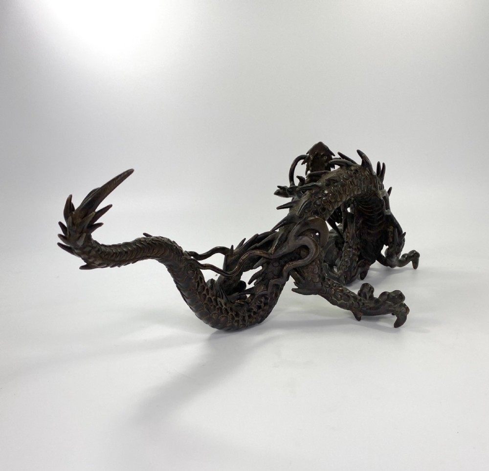 Japanese bronze Dragon okimono, Meiji Period. View X