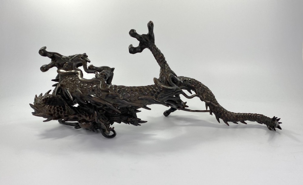Japanese bronze Dragon okimono, Meiji Period. View XIV