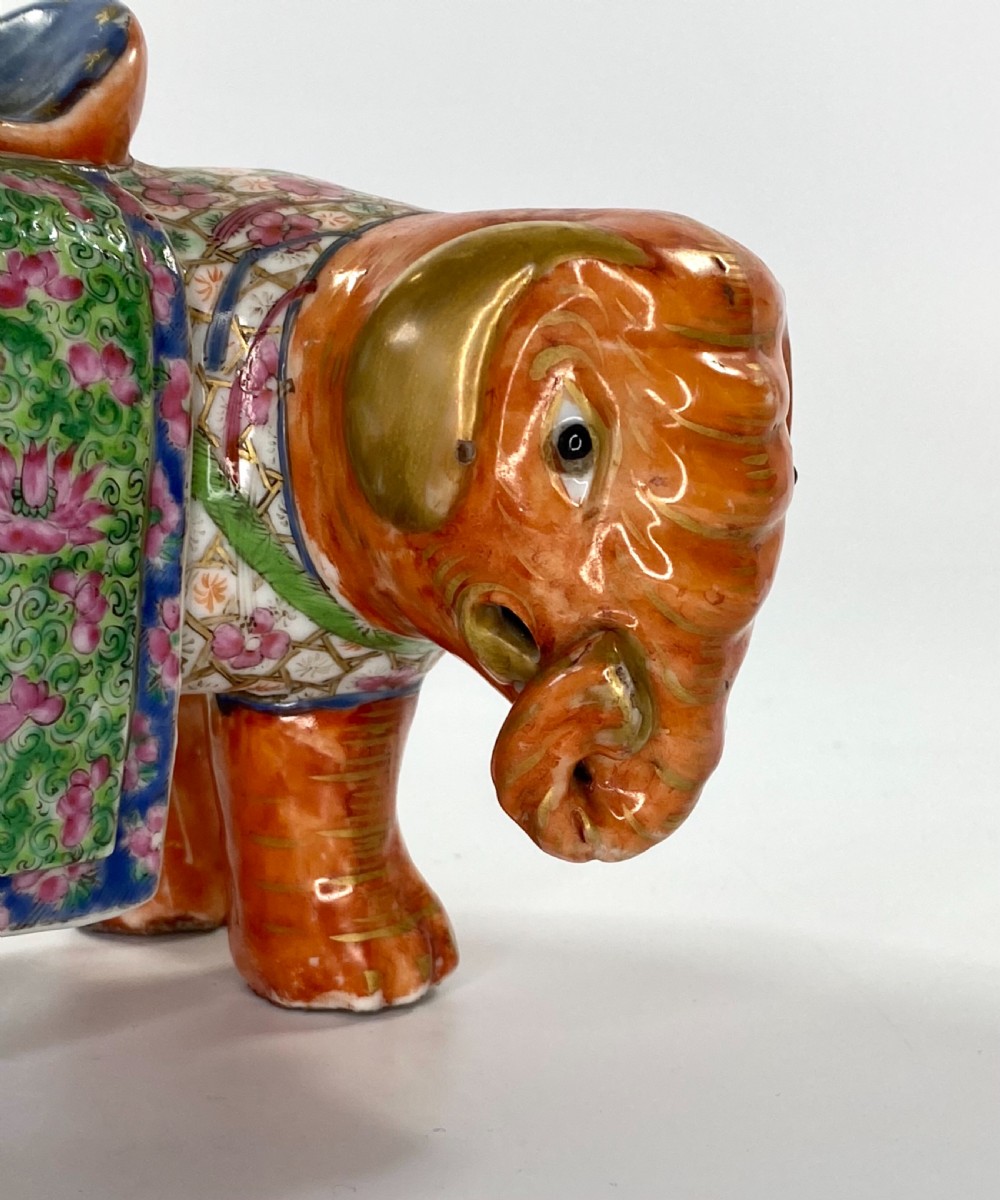 Pair Chinese porcelain elephant joss stick holders, c. 1850. Qing Dynasty. View XI