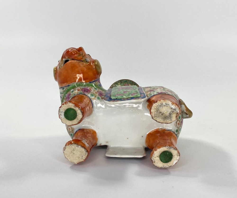 Pair Chinese porcelain elephant joss stick holders, c. 1850. Qing Dynasty. View XX