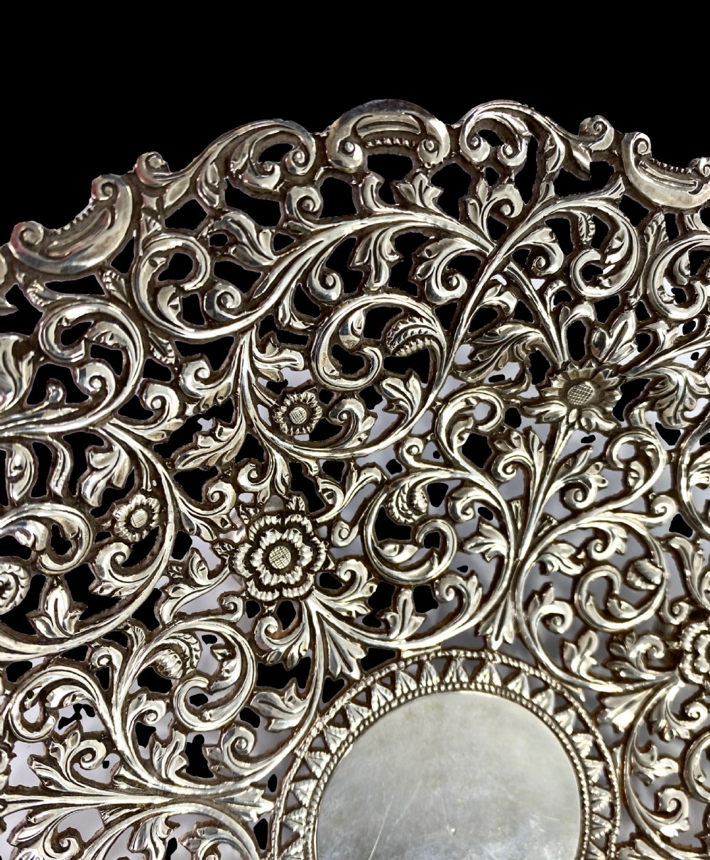 Indian Kutch reticulated silver salver, c. 1890. View V