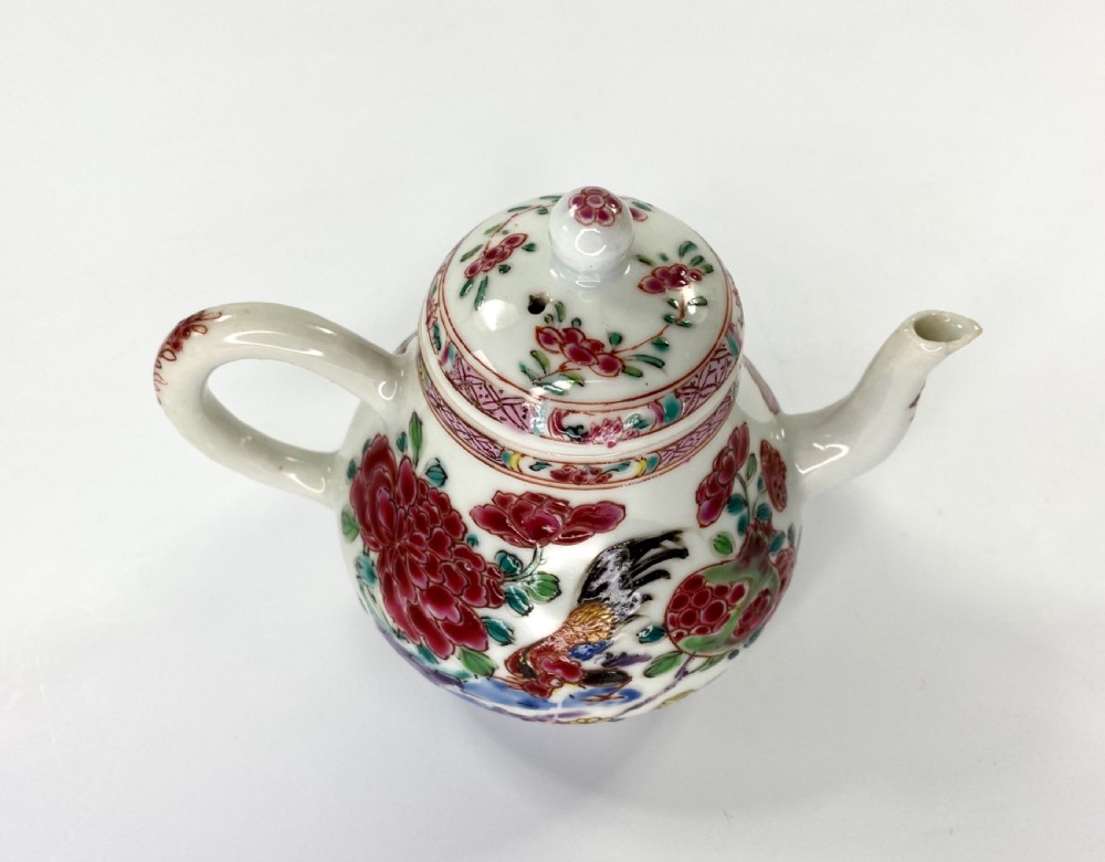 Chinese porcelain Cockerel teapot, c. 1740. View VII