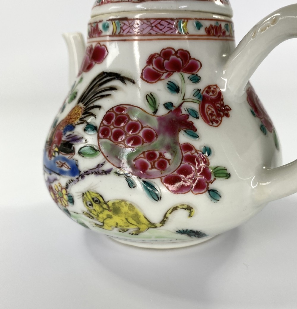 Chinese porcelain Cockerel teapot, c. 1740. View VIII