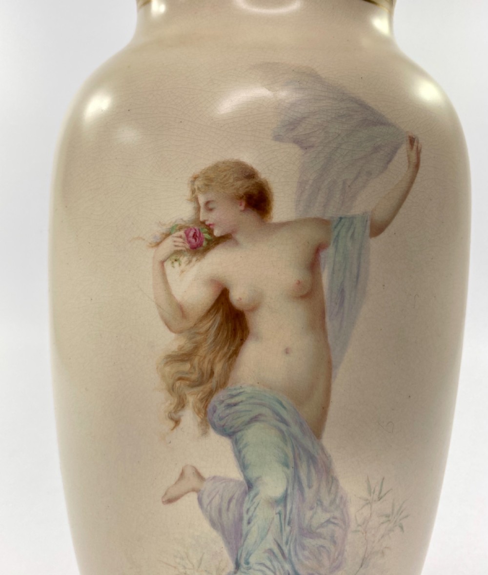 Pair Doulton Lambeth faience vases. J. P. Hewitt, c. 1885 View V