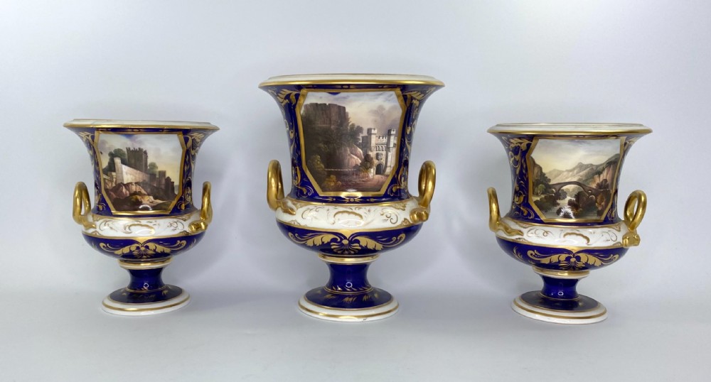 Derby porcelain garniture. Bloor Period, c. 1830.