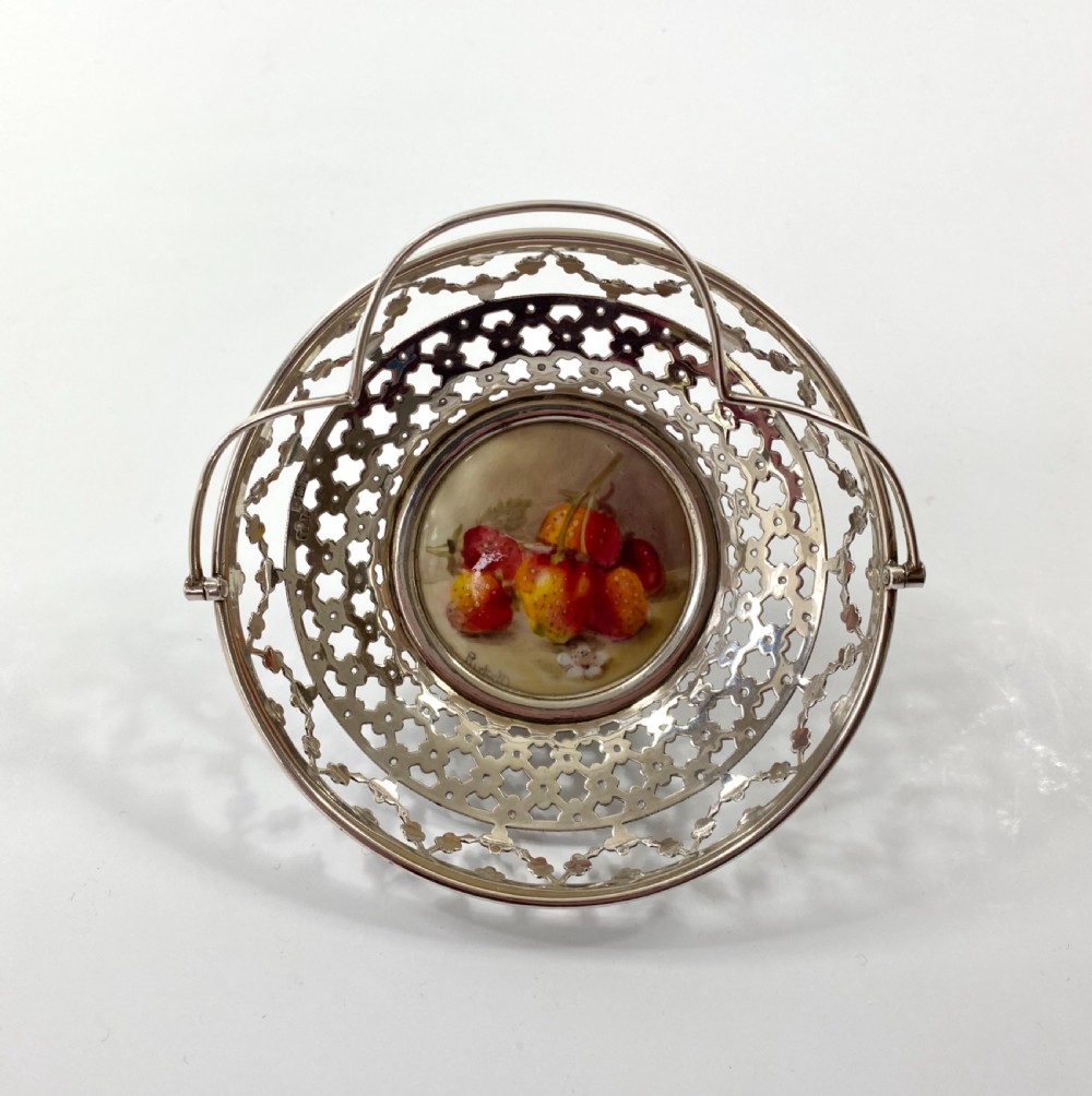 Royal Worcester silver mounted basket. William Ricketts, dated 1912.