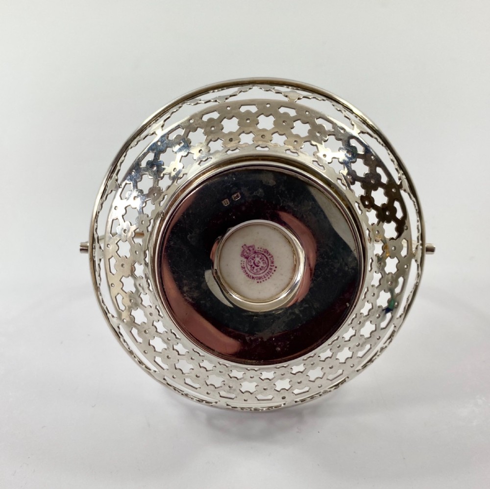 Royal Worcester silver mounted basket. William Ricketts, dated 1912. View IV