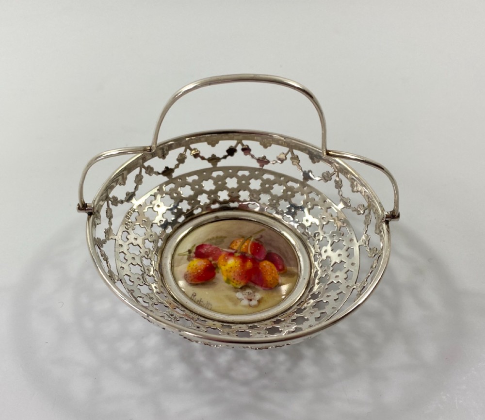 Royal Worcester silver mounted basket. William Ricketts, dated 1912. View VI